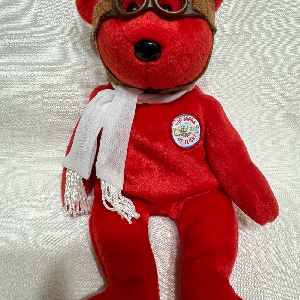 Ty Bearon bear pilot beanie 2003, 100 years of flight pre loved no tag